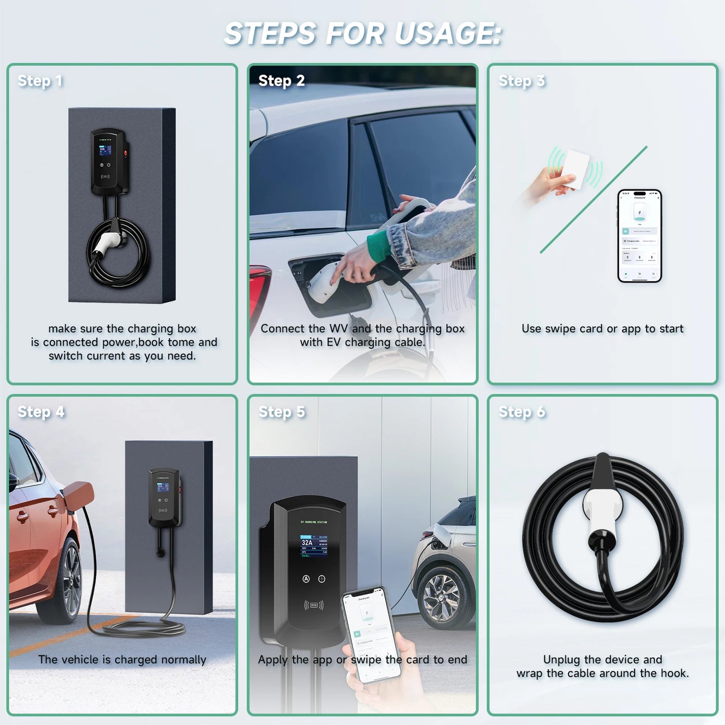 Smart EV Wallbox 32A Type2 APP Control