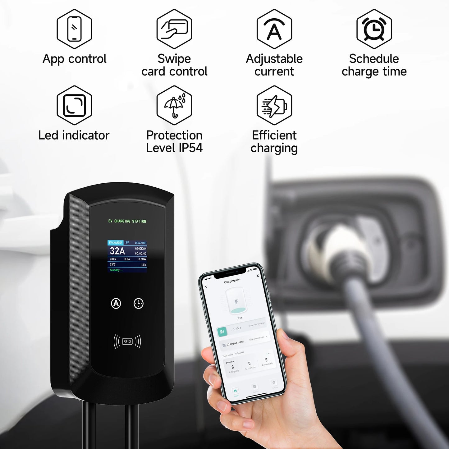 Smart EV Wallbox 32A Type2 APP Control