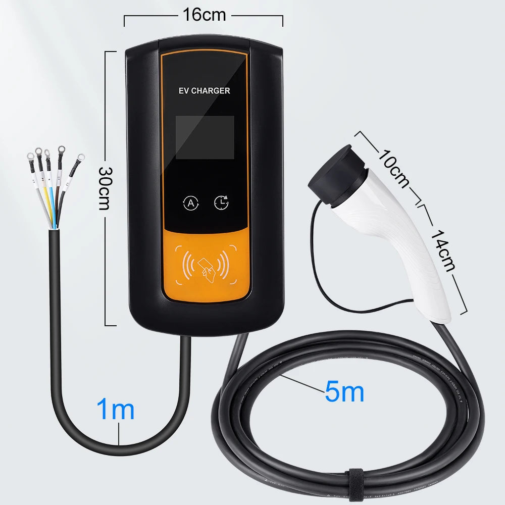 EV Charger 16A/32A, Type2, 7-22KW Wallbox