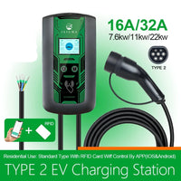 16A/32A EV Charging Station: WiFi, RFID, Type 2 EU Plug