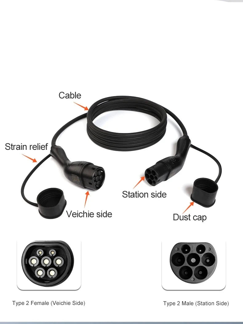 Type 2 to Type 2 EV Charging Cable